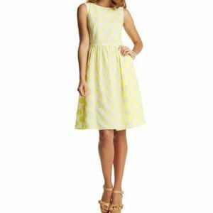 LOFT yellow white polka dot fit & flare dress 8T 8 TALL summer spring party